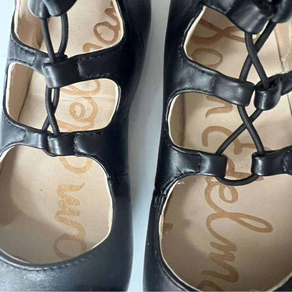 Sam Edelman NEW Girls Felicia Stella Ballet Lace Up Flats Shoes zip Black Sz 12